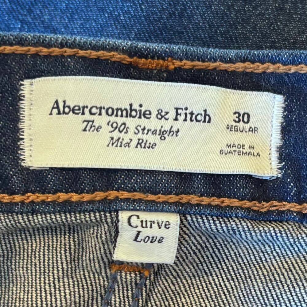 NWT Abercrombie Fitch Curve Love 90s Straight Jeans Mid Rise Dark Women Size 30 - Picture 9 of 11
